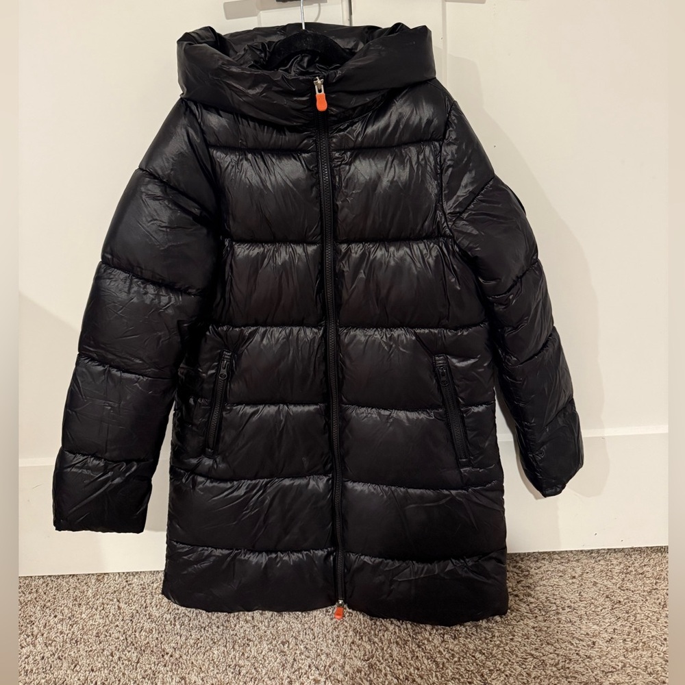 SAVE THE DUCK Black and Orange Puffer Jacket